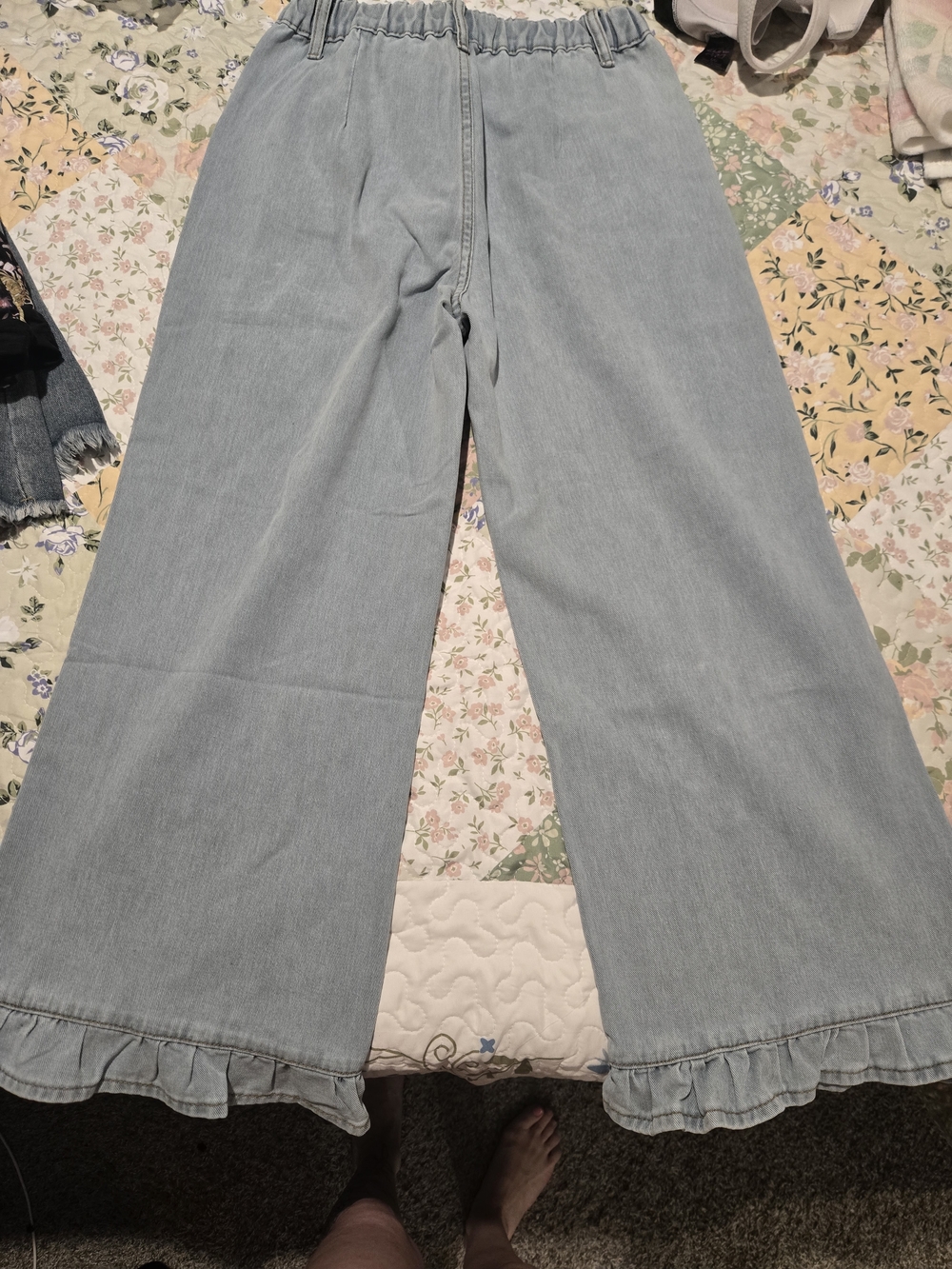 T.J.Maxx Light Blue Ruffle-Hem Wide Leg Jeans